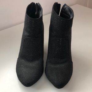 Black rhinestone studded booties. Size 8. But fit if you normally wear a 7.